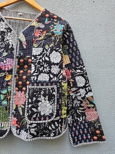 Veste décontractée pour femme, 100% coton fait main, matelassée, à manches longues, motif floral, fermeture à ceinture, douce, séchage rapide, pour l'hiver - Product Image 4