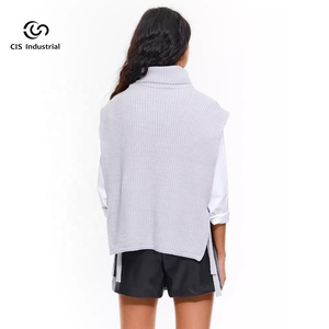 OEM/ODM gilet d'hiver sans manches pour femmes pull tricoté <span class=keywords><strong>col</strong></span> <span class=keywords><strong>roulé</strong></span> <span class=keywords><strong>cache</strong></span>-<span class=keywords><strong>cou</strong></span> avant pull de créateur tricots - Product Image 4