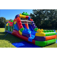 Château gonflable commercial d'extérieur, parcours d'obstacles, mur d'escalade, blocs de construction, taille et couleur personnalisables pour enfants