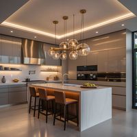 Armoires de cuisine de haute qualité, prix d'usine, armoires en bois de chêne blanc sur mesure avec grand îlot, adaptées aux rénovations de maison