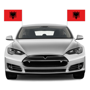 Drapeau de <span class=keywords><strong>voiture</strong></span> promotionnel personnalisé de l'Albanie, 12 x 18, en polyester, avec tige en plastique - Product Image 3