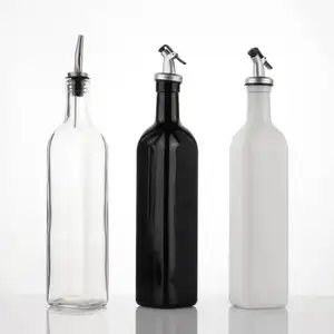 500ml כיכר זכוכית בישול זית שמן חומץ Dispenser בקבוק לבן שחור ברור עם Pourer פיות