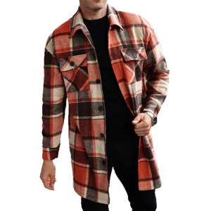 Chaqueta a cuadros para hombre, de manga larga, con botones, informal, para el tiempo libre, 100% poliéster, tipo combinado, con etiqueta. - Product Image 2