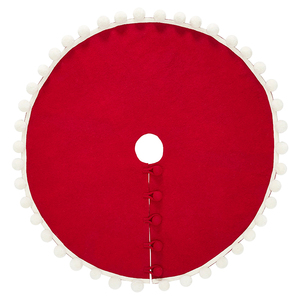 Jupe de sapin de Noël en feutre de laine rouge, bordée de 44 pompons, 58 pouces, Décoration de Noël nordique faite à la main pour la maison - Product Image 3