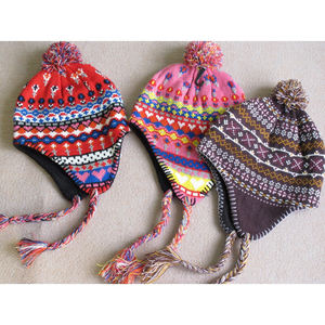 Gorro de punto de invierno con diseño de moda, gorro con orejeras cortado para niños con estampado de punto con orejeras y trenzas, gorros <span class=keywords><strong>Mea</strong></span> Culpa - Product Image 1