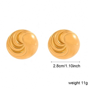 Pendientes de Acero Inoxidable Dorado con Diseño de Sol, Joyería de Moda, Círculo Geométrico Simple, Pendientes Redondos Chapados en Oro para Mujer - Product Image 6
