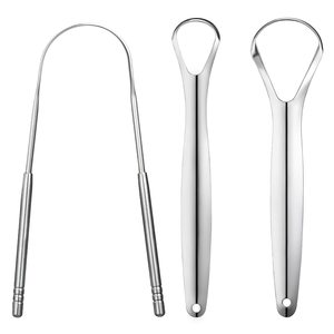 Juego de Limpiadores de Lengua en Forma de U con Logotipo Láser Personalizado al por Mayor, 3 Piezas de Acero Inoxidable con Estuche - Product Image 1