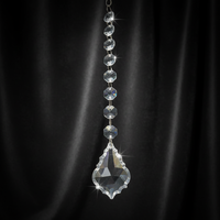 Chaîne de suspension en cristal transparent de 27 cm avec pendentif feuille, design vintage, durable, pour rideaux, lampes, mariages et décoration intérieure
