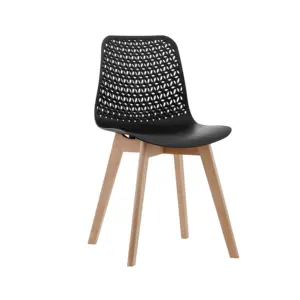 Sedia da Pranzo Moderna e Confortevole <span class=keywords><strong>in</strong></span> Polipropilene Bianco <span class=keywords><strong>con</strong></span> Gambe <span class=keywords><strong>in</strong></span> <span class=keywords><strong>Legno</strong></span> - Product Image 3