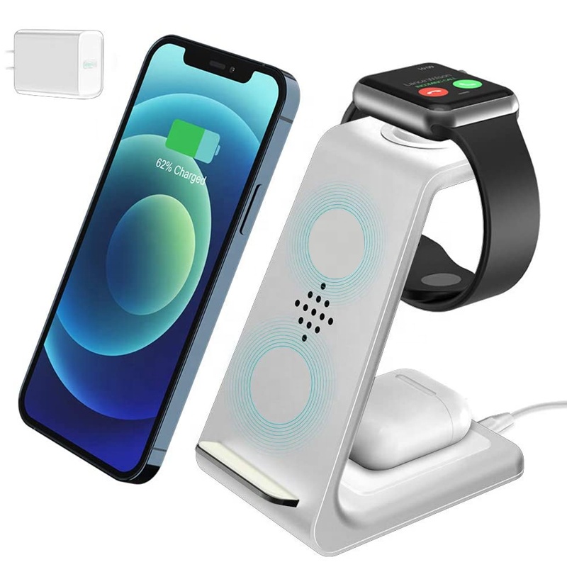 Портативная Магнитная Беспроводная зарядная станция 3 в 1 для Iphone/Airpods Pro/Apple Watch
