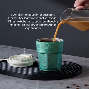 CZFIT Tasse à café en titane pur simple et haut de gamme, tasse isotherme à double paroi, cadeau d'affaires portable personnalisable - Product Image 3