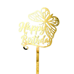 زينة كعكة عيد ميلاد سعيد من الأكريليك الصديق للبيئة بأشكال نجمة وقلب وفراشة ودائرية - Product Image 5