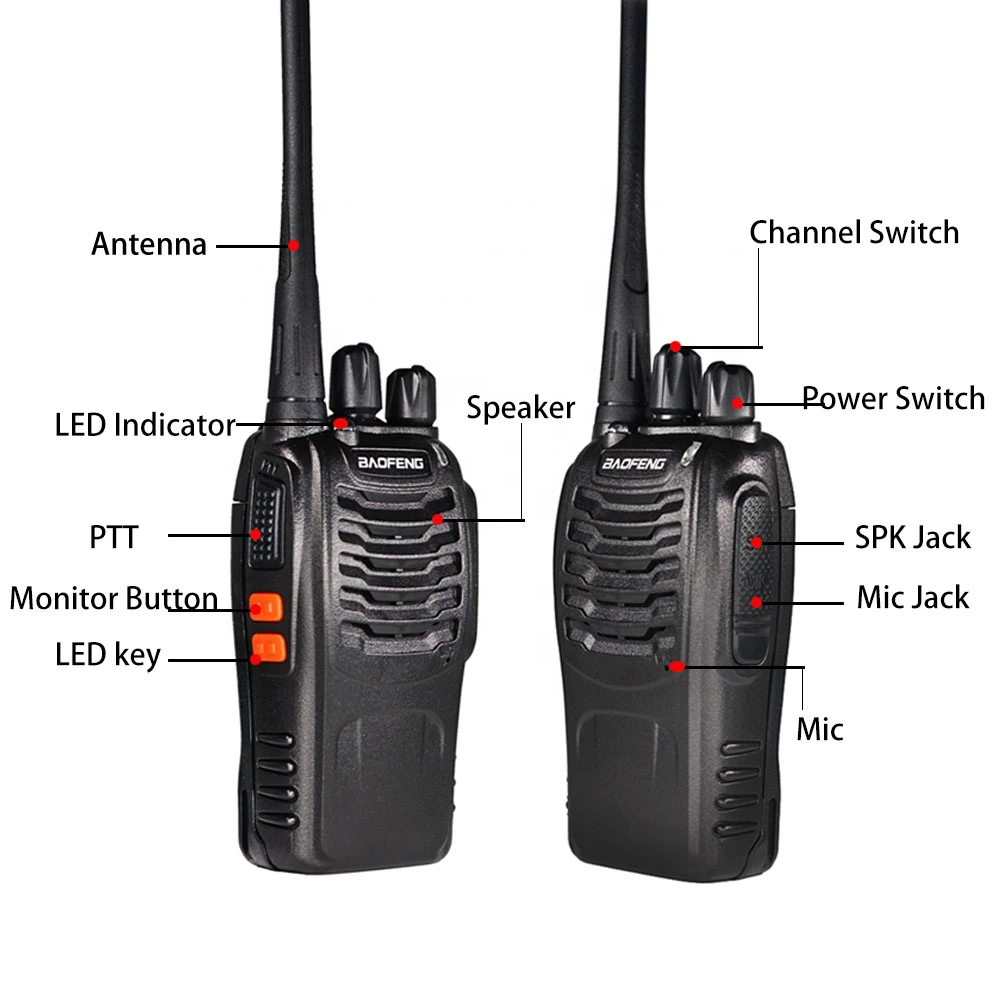 Baofeng Bf-888s BF888SハンドヘルドVHFUHFデュアルバンドアマチュア無線長距離トランシーバーComunicador Walkie Talkie Black 16 Fujian