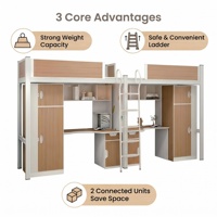 Lit superposé double en métal robuste et moderne avec barrière de sécurité, garantie de 3 ans, idéal pour les dortoirs scolaires et les petits appartements