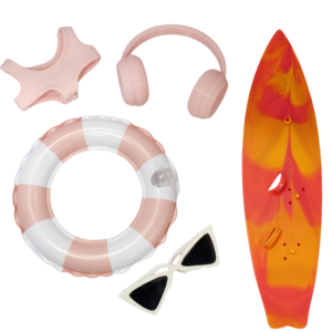 Robe d'été de style jouet de dessin animé de poupée et tenue de lunettes de soleil avec anneau de natation ensemble d'accessoires de bikini de mode - Product Image 3