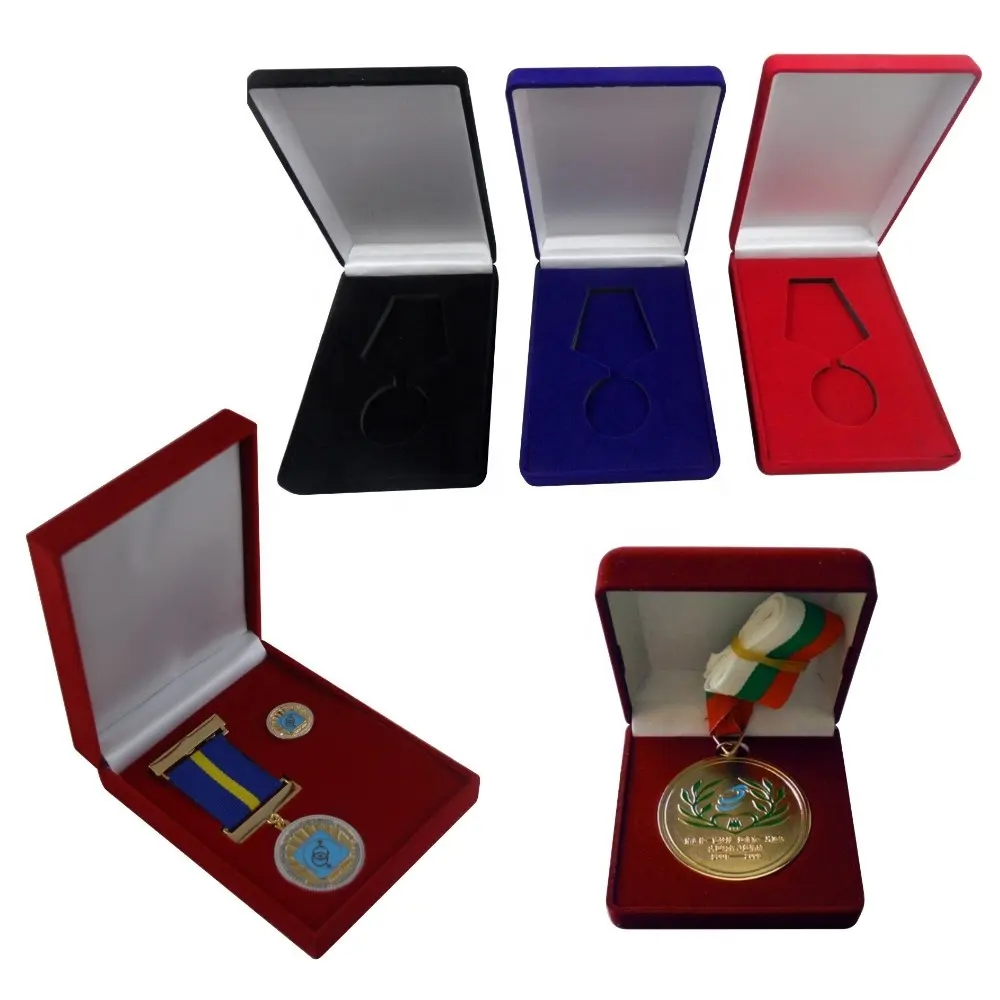 Kunden spezifische Specials Medaillen mit Samt Sport medaillen und Samt boxen Medaille mit Samtbox