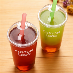 Vasos Desechables de Plástico PP Transparente de 24oz, Personalizados con Impresión UV, con Tapas y Pajitas, 90mm - Product Image 3