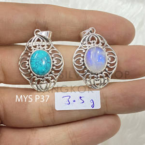 จี้มูนสโตน925แฮนด์เมดเครื่องประดับเงินสเตอร์ลิงเครื่องประดับเงินสำหรับผู้หญิง - Product Image 1