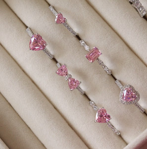 Hot Bán Bạc Nhẫn Trang Sức Xếp Chồng Nhẫn Bạc Trái Tim Bướm Hình Dạng Màu Hồng Zirconia 925 Sterling Bạc Nhẫn Trang Sức Phụ Nữ - Product Image 4