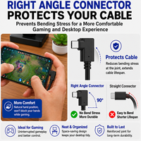 Cable USB C de 90 Grados con Ángulo Recto, 60W PD, Carga Rápida, USB 3.0 a Tipo C, Cable de Datos de 5Gbps para Teléfono y Juegos, OEM, ODM, Personalizado