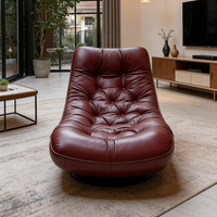 Fauteuil de salon en cuir bordeaux moderne et luxueux, canapé paresseux, fauteuil inclinable au sol pour salon, chambre à coucher, meubles d'appoint
