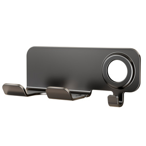 Hair Dryer Holder Wall Mounted Spear Gray Rectangle Punch Free Storage Bracket Bathroom Shelf Cord Winder - Product Image 1