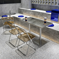 Restaurantmeubilair, opvouwbare stoel, cafétafel van roestvrij staal, cafétafel en -stoelen