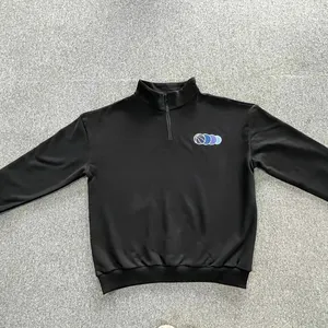 Crewneck Biểu Tượng Tùy Chỉnh Thêu Mùa Đông Heavyweight Mềm Dài Tay Áo Đồng Bằng 1/4 Zip up Áo Lông Cừu Áo Cho Nam Giới