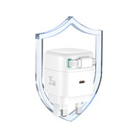 USAMS CC204 GaN pengisi daya ponsel PD 35W, pengisi daya Output ganda dengan kabel Tipe C dapat ditarik magnetik