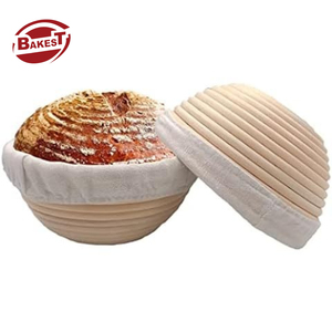 BAKEST <span class=keywords><strong>Cesta</strong></span> <span class=keywords><strong>de</strong></span> fermentación <span class=keywords><strong>de</strong></span> pan <span class=keywords><strong>de</strong></span> ratán natural hecha a mano con forro <span class=keywords><strong>de</strong></span> lino para amasar y hornear - Product Image 4