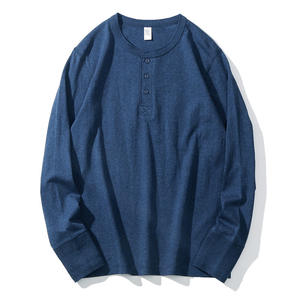 2025 hommes lourd américain Henry coton col nouvelle tendance à manches courtes Base Style décontracté blanc automne à manches longues T-shirt - Product Image 4