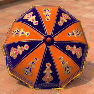 Parasol ethnique en coton fait main, grande taille, broderie colorée, décoration de jardin, style vintage, pour patio, protection solaire pour la plage et l'extérieur - Product Image 3