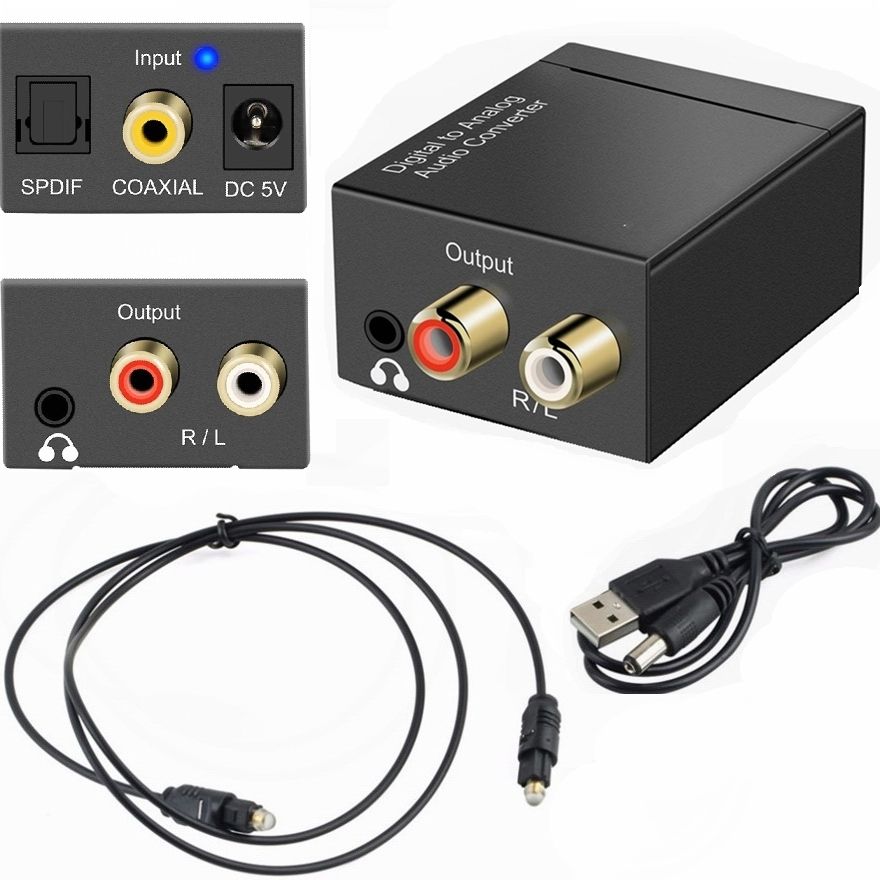 Adaptor konverter Audio Digital ke Analog, kabel optik RCA L/R Output Jack  koaksial optik SPDIF Toslink Digital - Main Image