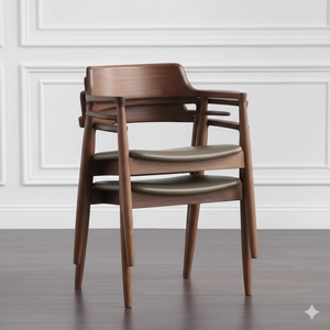 Silla Nórdica <span class=keywords><strong>de</strong></span> Madera Maciza Hiroshima Ash, Silla <span class=keywords><strong>de</strong></span> Comedor para Invitados, Restaurante, Oficina, Sala <span class=keywords><strong>de</strong></span> Reuniones, con Respaldo y Reposabrazos - Product Image 2