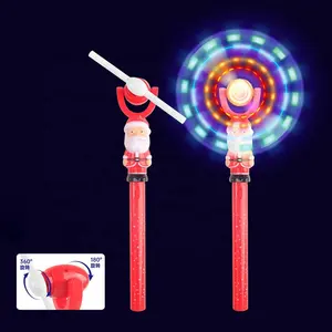 HUANUO Natal LED Brilhando Windmill Toy Swivel Spinner Wand Spin Toy Crianças Colorido Spinning Ghost Flash Light Up Brinquedos
