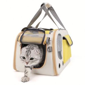 "Transparent Polyester <b>Pet</b> Bag for Cats & Small Dogs Large Capacity Zipper Closure Breathable Foldable" - Product Image 1