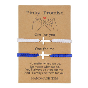 Pinky Promise Braided Cross <b>Bracelet</b> Adjustable <b>Rope</b> Jewelry For Couples Friends Gift Unisex Handmade - Product Image 5