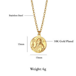 Mecrt Acero Inoxidable Pequeño Ángel Relieve Medalla Católica San Benito Moda Colgante Dorado Creencia Religiosa Collares - Product Image 5