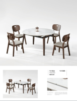 Ensemble de table à manger extensible et pliable en marbre contemporain, écologique, avec 4 chaises pour usage hôtelier