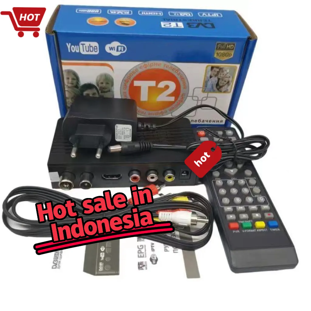 Telecomando Internet gratuito WIFI DVB T2 sintonizzatore TV Video digitale ricevitore Set Top Box TDT