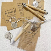 Ensemble de cadeaux d'entreprise en vrac : stylo en bambou, carnet, porte-clés – Cadeaux de remerciement pour le personnel, fournitures de bureau, vente en gros