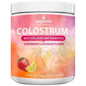 Colostrum bovin entier avec collagène hydrolysé et <span class=keywords><strong>complexe</strong></span> <span class=keywords><strong>probiotique</strong></span>, saveur limonade à la fraise, complément alimentaire 200g - Product Image 1