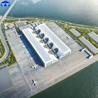 Hangar préfabriqué en acier avec système de porte coulissante, résistance au vent 195 km/h, pour le stationnement d'avions de fret