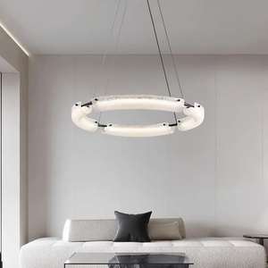 Anneau led lustres salon chambre moderne plafond en verre rond suspensions - Product Image 3