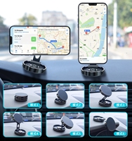 Support de téléphone de voiture à aimant puissant, hauteur réglable, tout en métal, alliage d'aluminium, pliable, compact, rotation à 360°, universel pour tableau de bord, 4-11 pouces