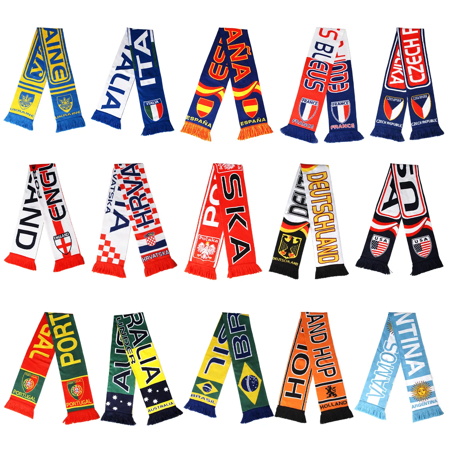 Custom Wholesale Sport Supporter Knitting Acryl Team Jacquard For Football Clubs Fan Soccer Acrylic Winter Football Scarf