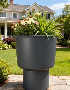Jardinière <span class=keywords><strong>en</strong></span> plastique PP terracotta à deux niveaux, minimaliste, cylindrique, personnalisable <span class=keywords><strong>en</strong></span> couleur, légère, pour la maison et le jardin - Product Image 2