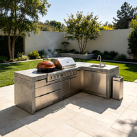 Gabinetes de Cocina Integrados para Exteriores Personalizados, Acero Inoxidable SUS304, Cocina de Jardín, Isla para Barbacoa, Impermeable, para Patio de Villa, de Fábrica