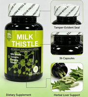 Suplemen Detoksifikasi Hati OEM Custom 36 Kapsul Milk Thistle dengan Kunyit Pueraria Inositol Mendukung Kesehatan Hati