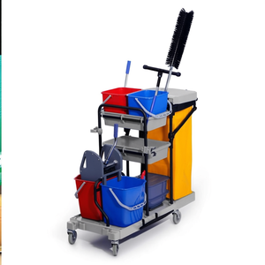 Carrello Multiuso per Pulizie Completo Grigio con Contenitori e Secchio per Uso Professionale - Product Image 2